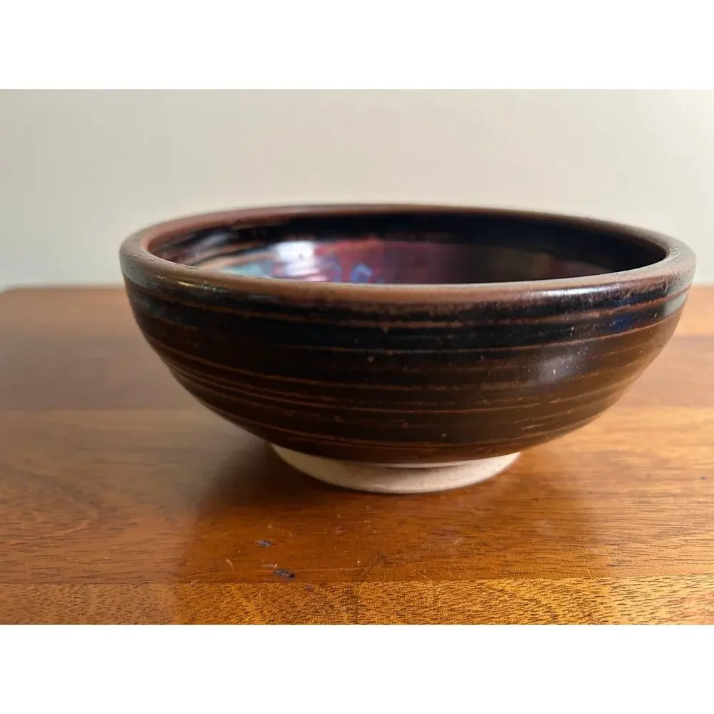 Japanese Signed Studio Pottery Bowl, Handcrafted Clay Bowl,Red &  Brown Glaze
